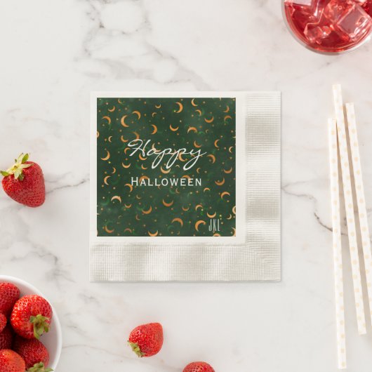 Serviette En Papier Monogram, Cocktail Lunes et Étoiles Joyeux Hallowe (En situation)