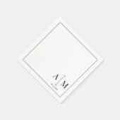 Serviette En Papier Monogram Couple Date Simple Border Wedding (Coin)