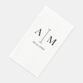 Serviette En Papier  Monogram Couple Date Simple Minimal Mariage (Coin)