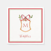 Serviette En Papier Monogram Crest with red bow Holiday (Devant)