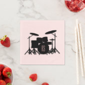 Serviette En Papier Monogram Drum Set Music Design Pink  (En situation)