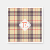 Serviette En Papier Monogram, élégant clan écossais beige plaid tartan (Devant)