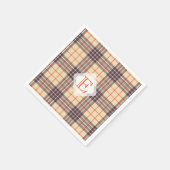Serviette En Papier Monogram, élégant clan écossais beige plaid tartan (Coin)
