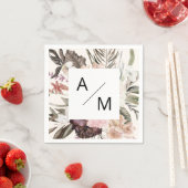 Serviette En Papier Monogram Floral (En situation)