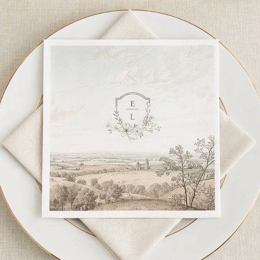 Serviette En Papier Monogram French Country Wedding Personalized