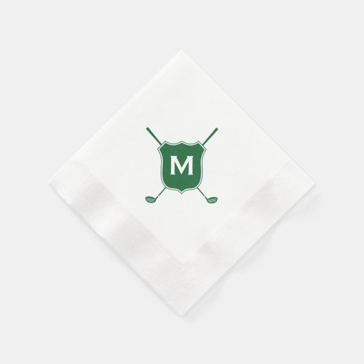 Serviette En Papier Monogram Golf Club Crest Diagonal Green Napkins (Coin)