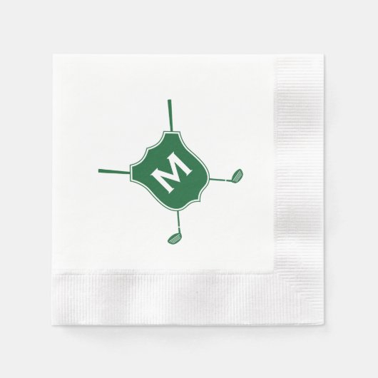 Serviette En Papier Monogram Golf Club Crest Diagonal Green Napkins (Devant)