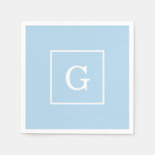 Serviette En Papier Monogram initial de Powder Blue White Framed (Devant)