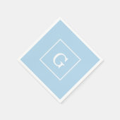 Serviette En Papier Monogram initial de Powder Blue White Framed (Coin)