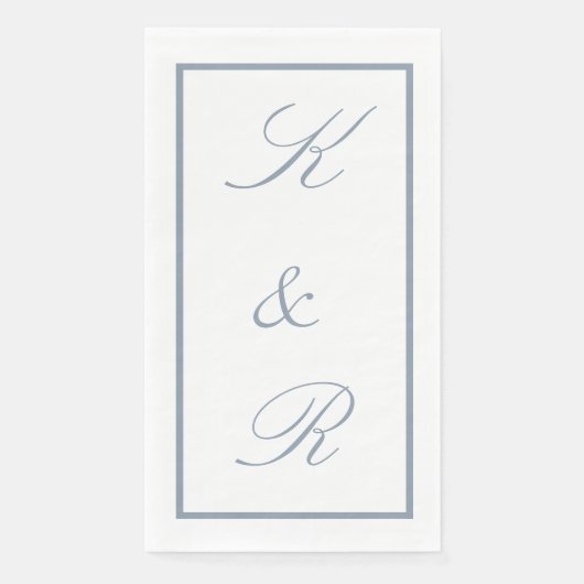 Serviette En Papier Monogram Initial Dusty Blue Wedding Modern Script (Devant)