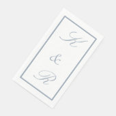 Serviette En Papier Monogram Initial Dusty Blue Wedding Modern Script (Coin)