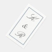 Serviette En Papier Monogram Initial Wedding Dusty Blue Black Custom (Coin)
