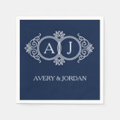 Serviette En Papier Monogram initials wedding frame minimal design (Devant)
