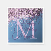 Serviette En Papier Monogram Lavender Confetti Anniversaire Personnali (Devant)