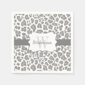 Serviette En Papier Monogram Leopard Blanc et Grey Cocktail Napkin (Devant)