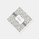 Serviette En Papier Monogram Leopard Blanc et Grey Cocktail Napkin (Coin)