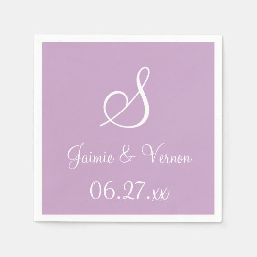 Serviette En Papier Monogram Lilac Serviettes Monochromatiques (Devant)
