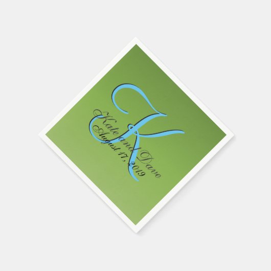 Serviette En Papier Monogram Lime Green (Coin)