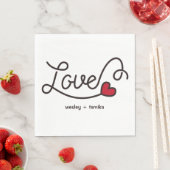 Serviette En Papier Monogram Love Modern Typography Art Red Heart (En situation)