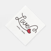 Serviette En Papier Monogram Love Modern Typography Art Red Heart (Coin)