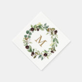 Serviette En Papier Monogram Mariage Napkin Greenery Napkin (Coin)