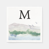 Serviette En Papier Monogram Mountain Lake Mariage Cocktail Napkin (Devant)