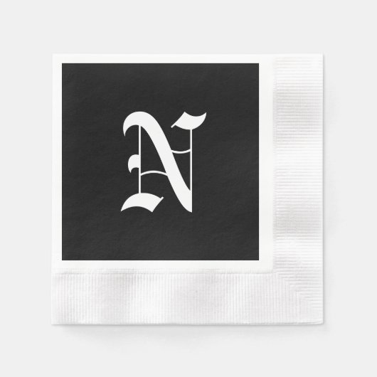 Serviette En Papier Monogram N, ancienne police anglaise, (Devant)