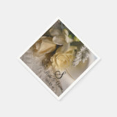 Serviette En Papier Monogram Name Date Bride Floral Wedding (Coin)