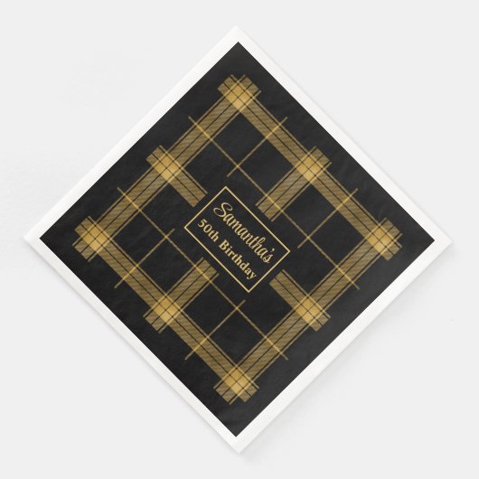 Serviette En Papier Monogram Napkins Luxe Black Gold Mariage Accent (Coin)
