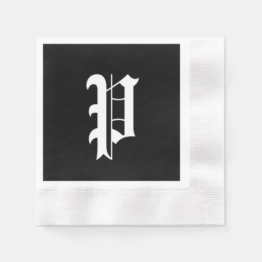 Serviette En Papier Monogram P, ancienne police anglaise, (Devant)