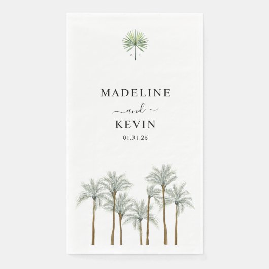Serviette En Papier Monogram Palm Trees Wedding (Devant)