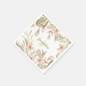 Serviette En Papier Monogram pastel bébé rose ciel bébé design de fleu (Coin)