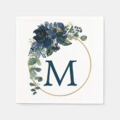 Serviette En Papier Monogram Royal Navy Mariage Cocktail Napkin (Devant)