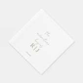 Serviette En Papier Monogram Sage Green Quote Script Minimal Wedding (Coin)