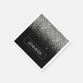 Serviette En Papier Monogram Silver Glam Parties scintillant Nom de l' (Coin)