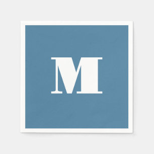 Serviette En Papier Monogram Solide Blue Pastel Minimaliste Profession