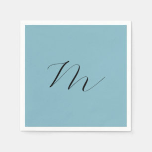 Serviette En Papier Monogram Solide Blue Pastel Minimaliste Profession