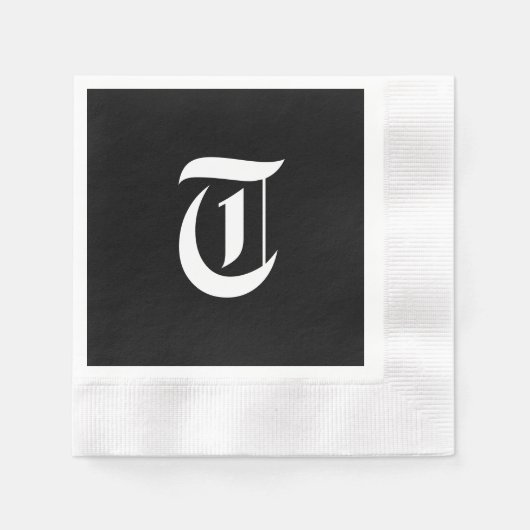 Serviette En Papier Monogram T, ancienne police anglaise, (Devant)