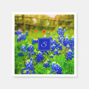 Serviette En Papier Monogram Texas Bluebonnets & Indian Paintbrush