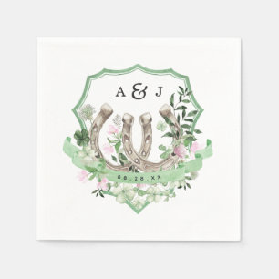 Serviette En Papier Monogram   Trèfles à Fers à Cheval Mariage Botaniq