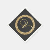 Serviette En Papier Monogram V, élégant script doré (Coin)