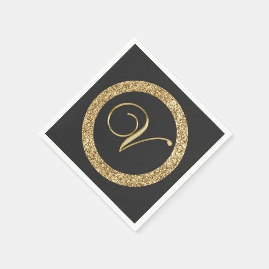 Serviette En Papier Monogram V, élégant script doré (Coin)