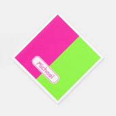 Serviette En Papier Monogram vert moderne de Bright Neon Pink (Coin)