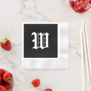 Serviette En Papier Monogram W, ancienne police anglaise,