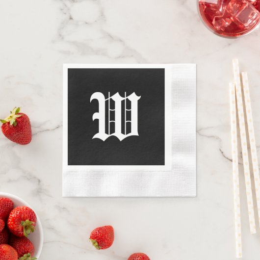 Serviette En Papier Monogram W, ancienne police anglaise, (En situation)