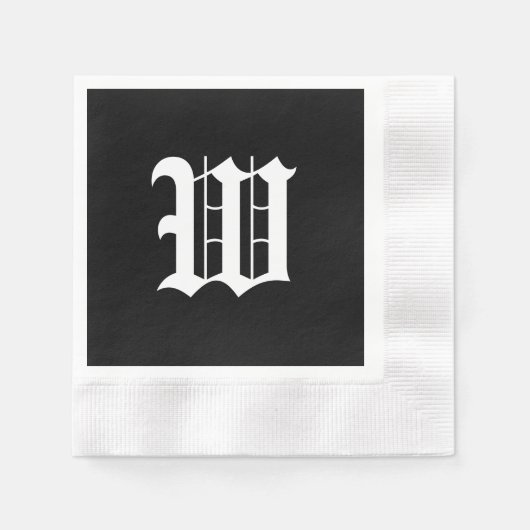 Serviette En Papier Monogram W, ancienne police anglaise, (Devant)