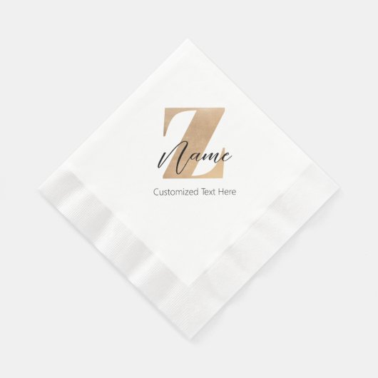 Serviette En Papier Monogram with Initial Z & Custom Name Personalized (Coin)