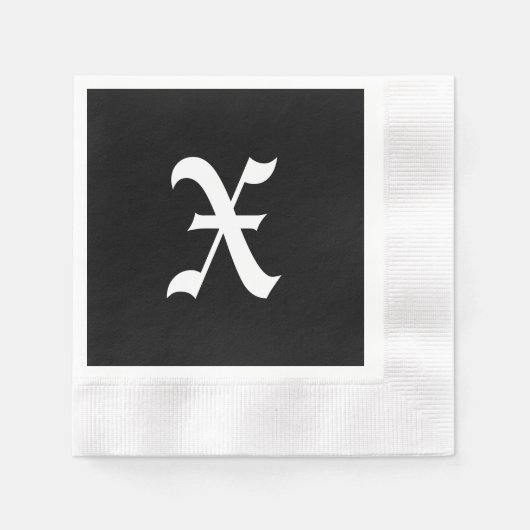 Serviette En Papier Monogram X, ancienne police anglaise, (Devant)