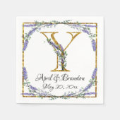 Serviette En Papier Monogram Y, Lavender Eucalyptus, gold sparkle   (Devant)
