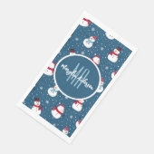 SERVIETTE EN PAPIER MONOGRAME DE SNOWMAN D'HIVER CHRÉTIEN (Coin)